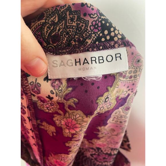 Sag Harbor Skirt 18W 20W Purple Black Floral Patchwork Peasant Gypsy Career Y2K - Picture 8 of 9